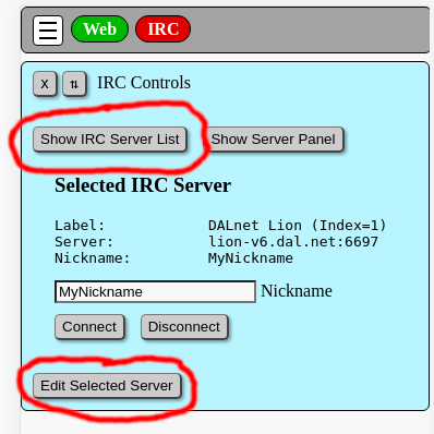 IRC Controls server list editor